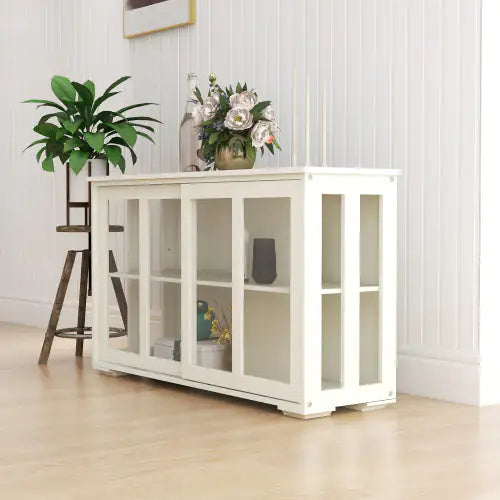 Sliding Glass Door Sideboard Cabinet – Adjustable Shelf, Large Storage, Modern MDF Design