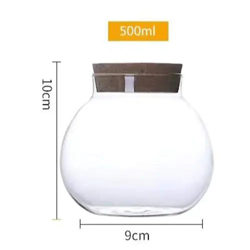 Spherical Glass Storage Jar – 500ML with Cork Lid