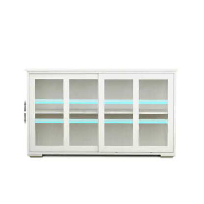 Sliding Glass Door Sideboard Cabinet – Adjustable Shelf, Large Storage, Modern MDF Design