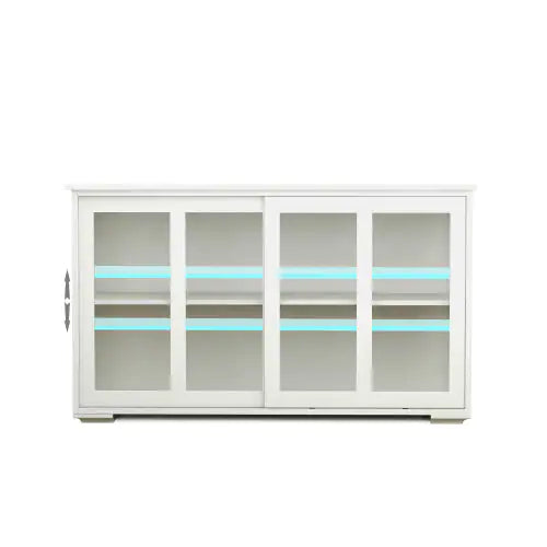 Sliding Glass Door Sideboard Cabinet – Adjustable Shelf, Large Storage, Modern MDF Design