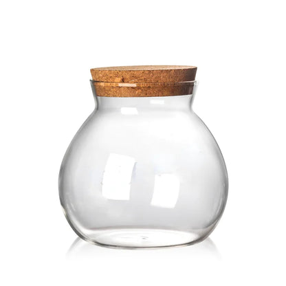 Spherical Glass Storage Jar – 500ML with Cork Lid