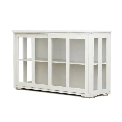 Sliding Glass Door Sideboard Cabinet – Adjustable Shelf, Large Storage, Modern MDF Design