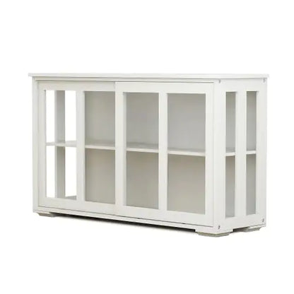 Sliding Glass Door Sideboard Cabinet – Adjustable Shelf, Large Storage, Modern MDF Design
