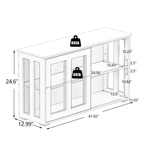 Sliding Glass Door Sideboard Cabinet – Adjustable Shelf, Large Storage, Modern MDF Design