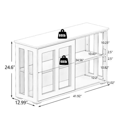Sliding Glass Door Sideboard Cabinet – Adjustable Shelf, Large Storage, Modern MDF Design