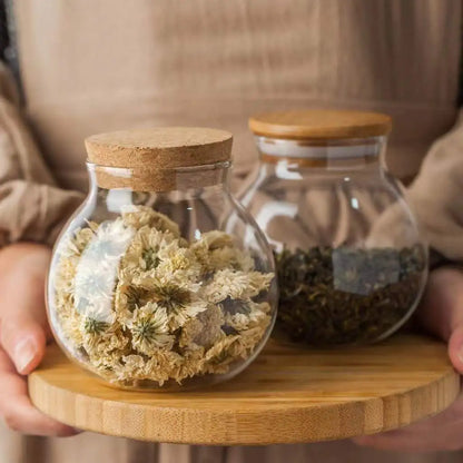Spherical Glass Storage Jar – 500ML with Cork Lid