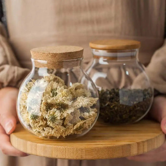 Spherical Glass Storage Jar – 500ML with Cork Lid